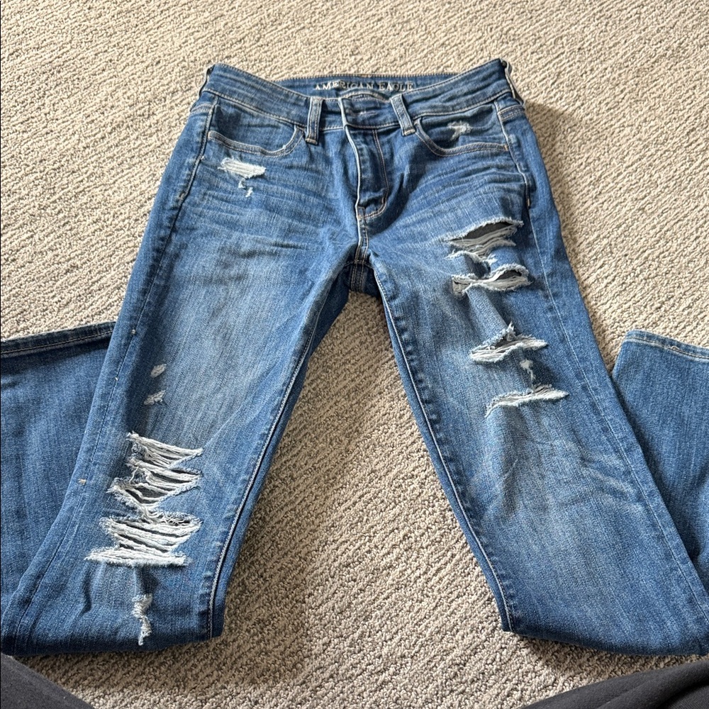 American Eagle Outfitters Ripped Blue Skinny Jeans